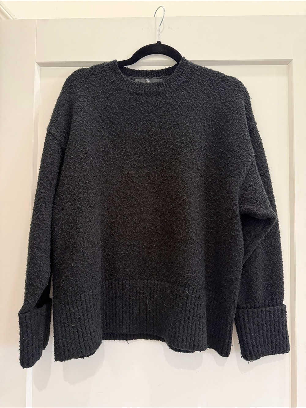 Cozy Black Textured Crewneck Sweater